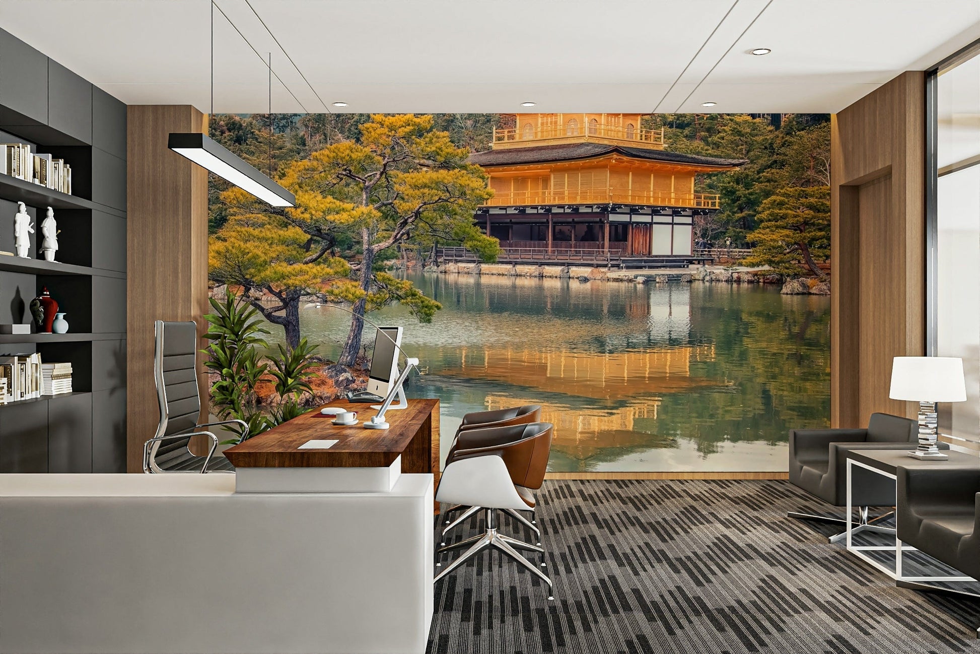 A contemplative Amritsar temple wallpaper mural for a feature wall.

