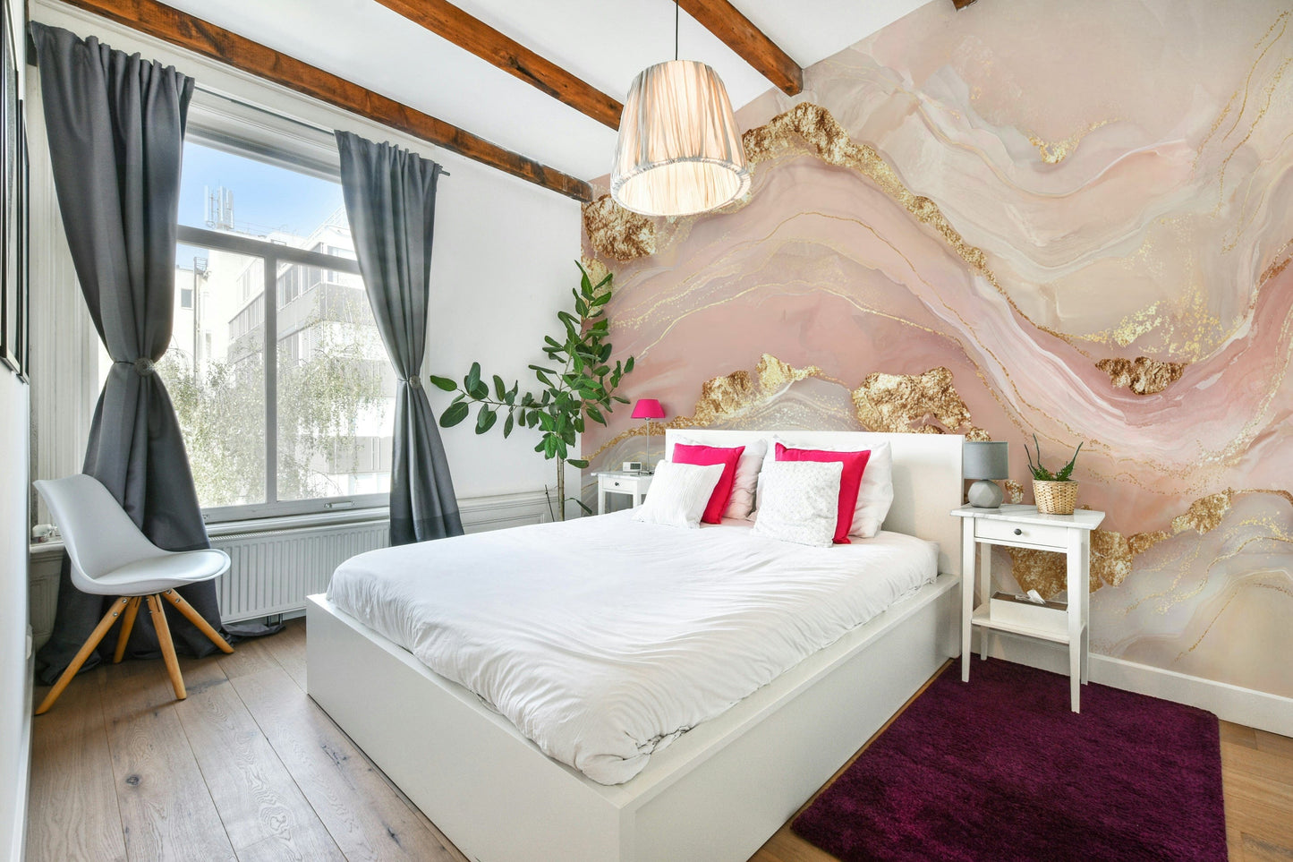 The wall art combines a classic pattern with a modern touch.

