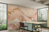 Wall mural with golden marble veins.

