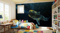 Luxurious Golden Whale Shark home decoration wall paper.