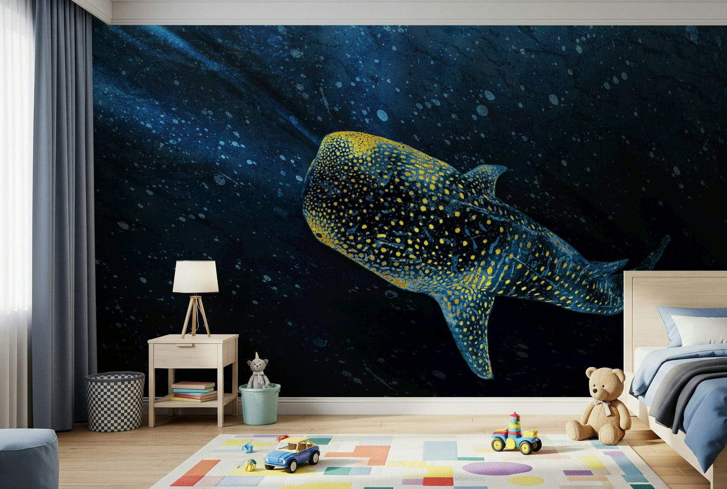 Golden Whale Shark wall art decal majestic sea.