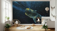Golden Whale Shark ocean creature wall mural luxury.