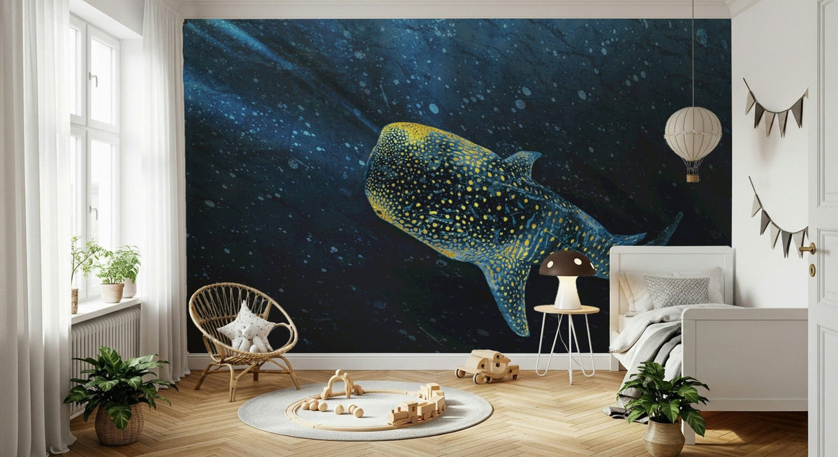 Golden Whale Shark ocean creature wall mural luxury.