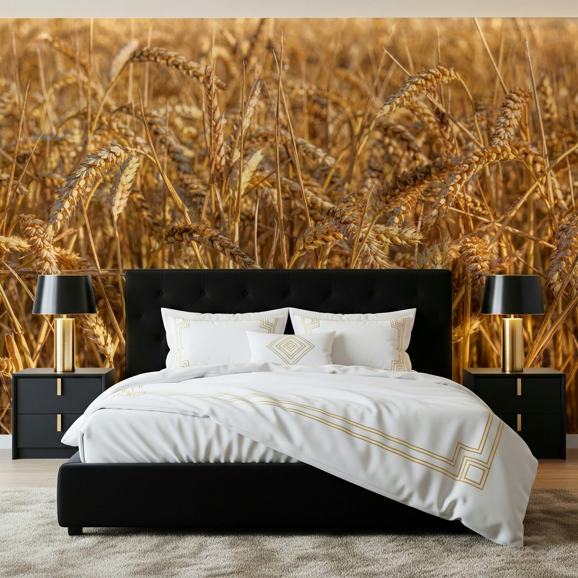 Panoramic wheat stalks, Golden Wheat Field Bliss mural detail.