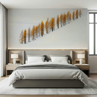 Winter’s Gold Wall Mural in cozy reading nook, soft gold color palette