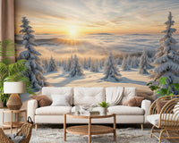 Golden Winter Woods Wall Mural