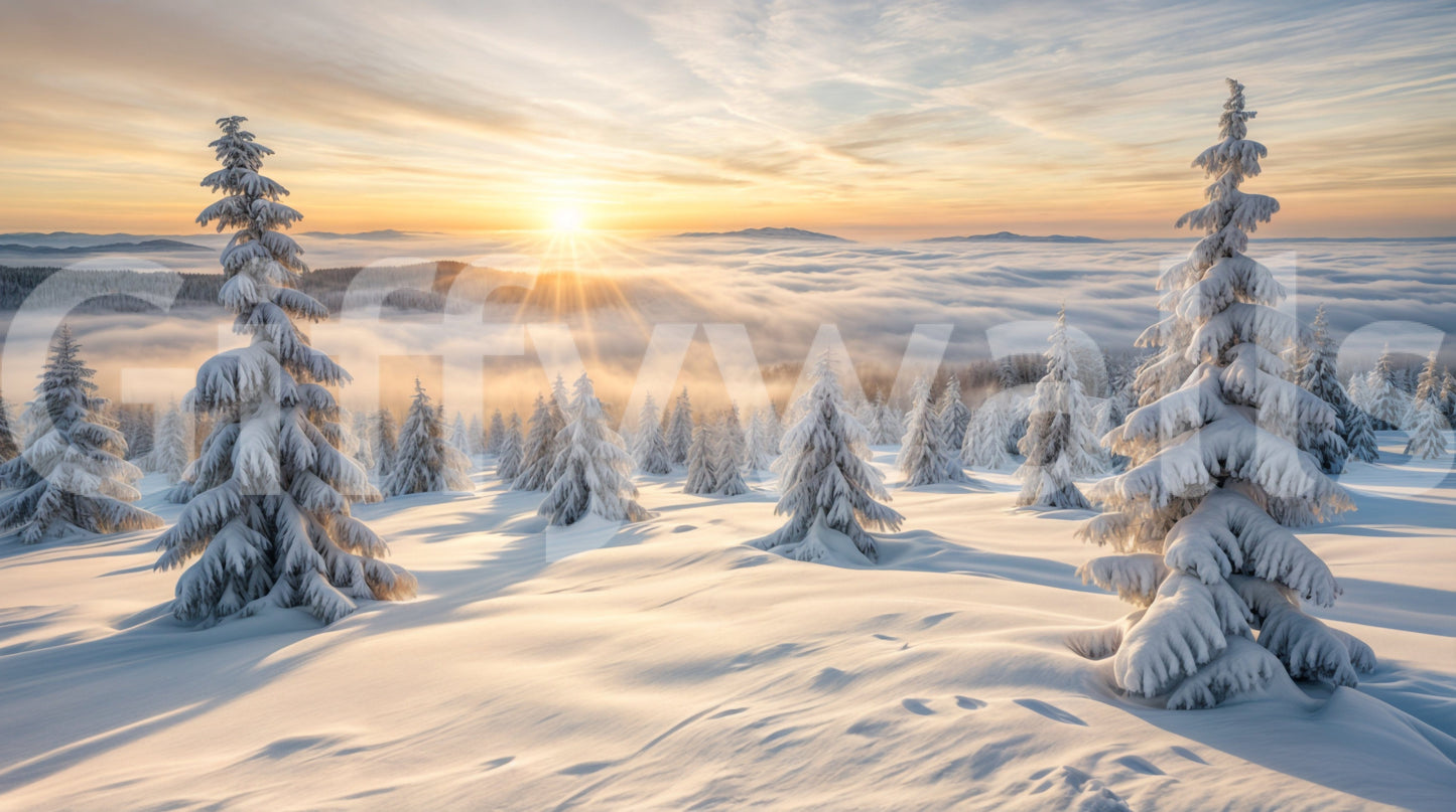 Fresque murale Bois d'hiver doré