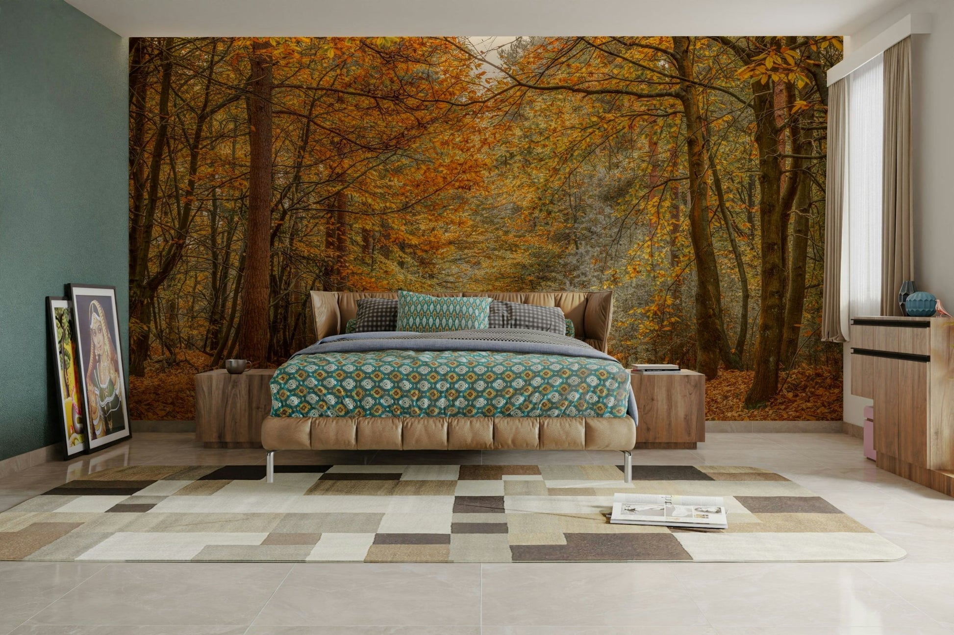 A close-up view of the detailed leaves and sunlit path.

