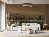 Atmospheric bridgescape image, dramatic sepia tones, cityscape wallpaper.