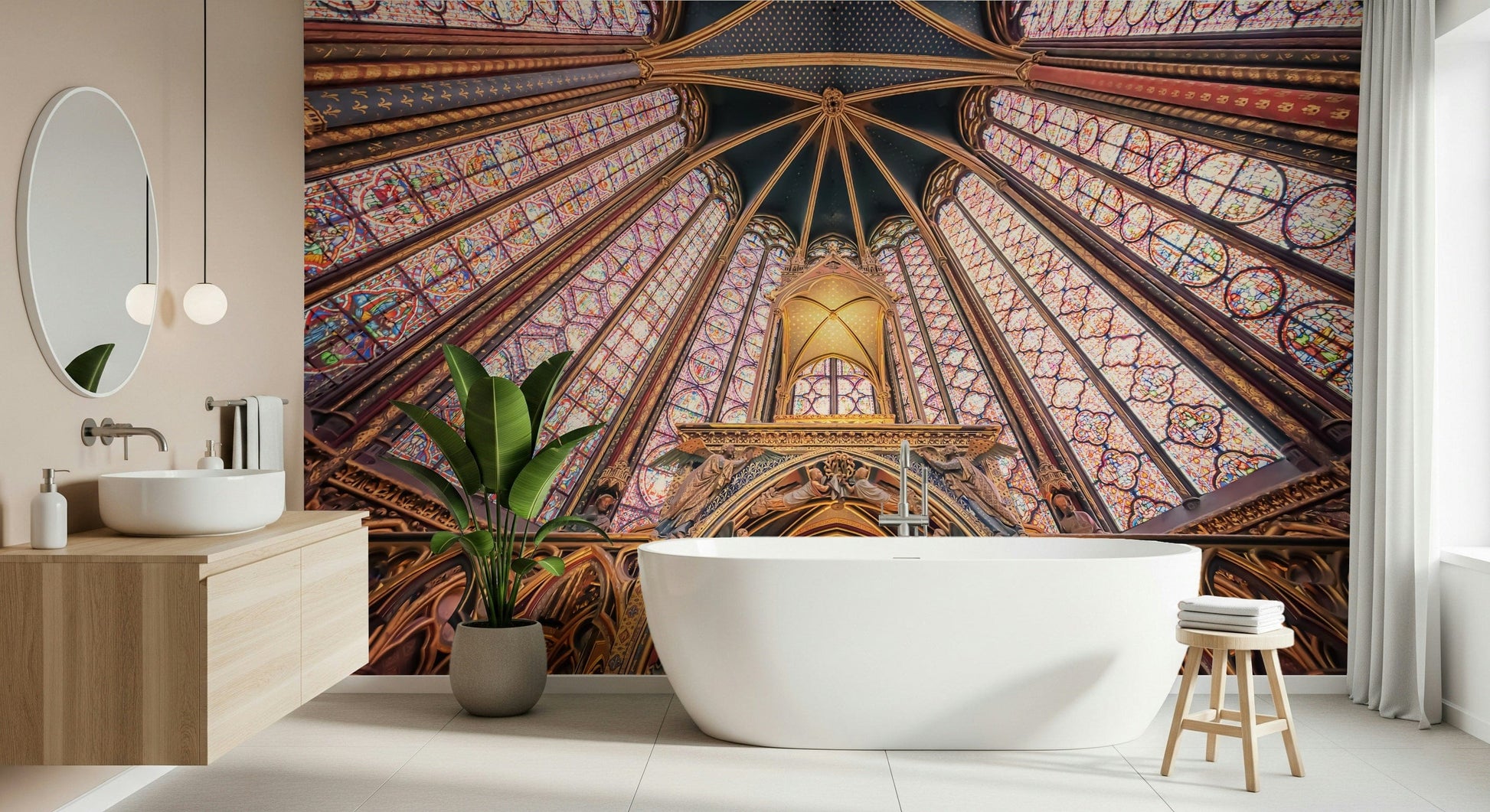 Intricate holy building view Gothic Radiance wallcovering