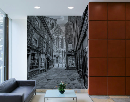 A beautiful historic city wall mural for a living room.

