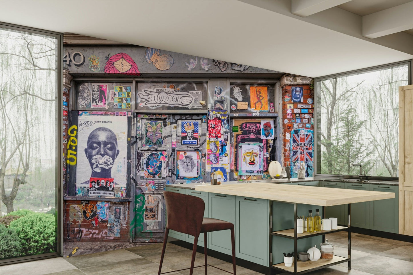 a graffiti-covered alley

