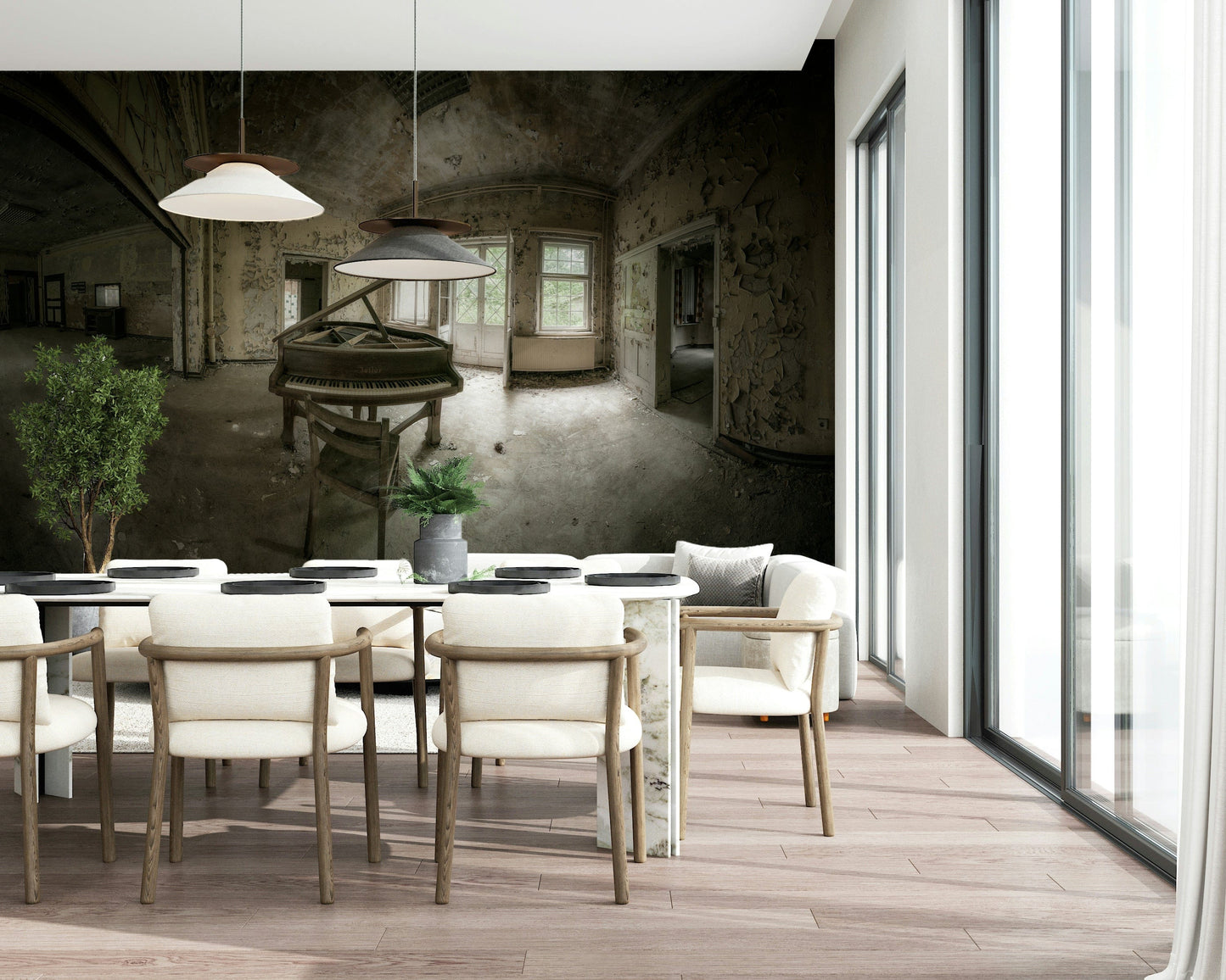 Silent Keys Wall Mural combining modern design with classic musical elements.