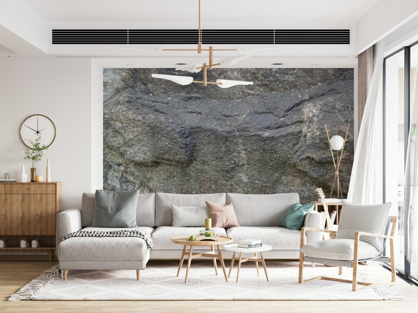 Wall mural with granite-inspired texture for a clean, contemporary aesthetic.