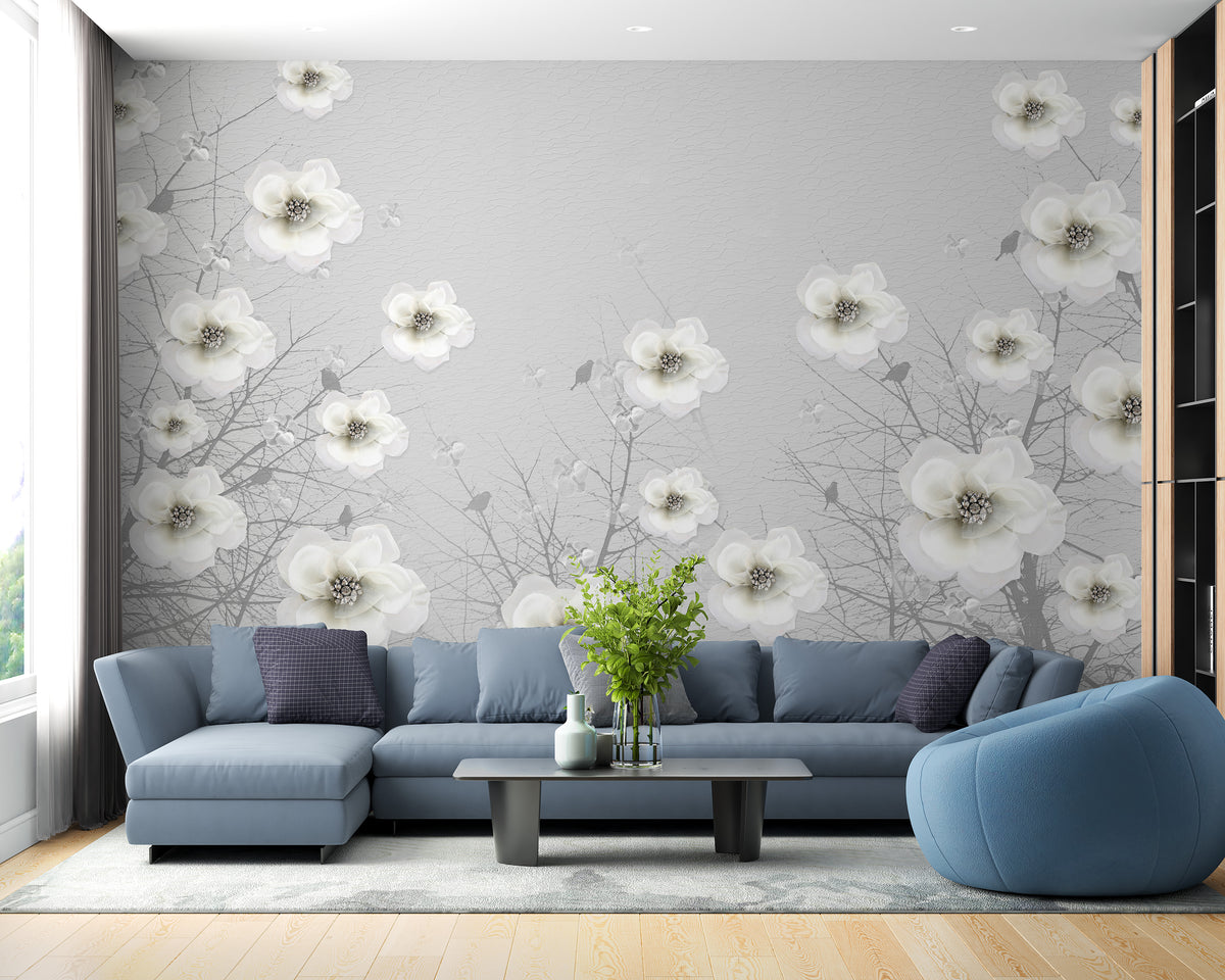 Wesmilewallpaper Papier Peint Panoramique 3D Fond D'Art Fleur Plante Grise Tapisserie Murales Papiers Peints Intissé Poster Mural 300X210Cm Wesmilewallpaper Papier Peint Panoramique 3D Fond D'Art Fleur Plante Grise Tapisserie Murales Papiers Peints Intissé Poster Mural 300X210Cm