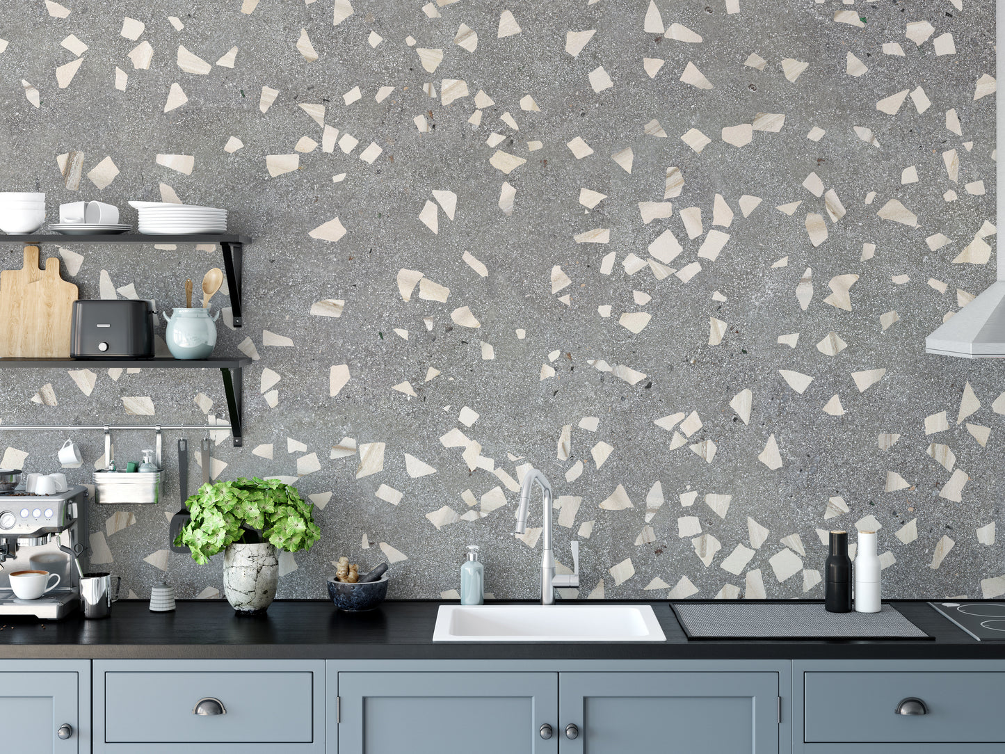 Modern gray terrazzo wallpaper elegance
