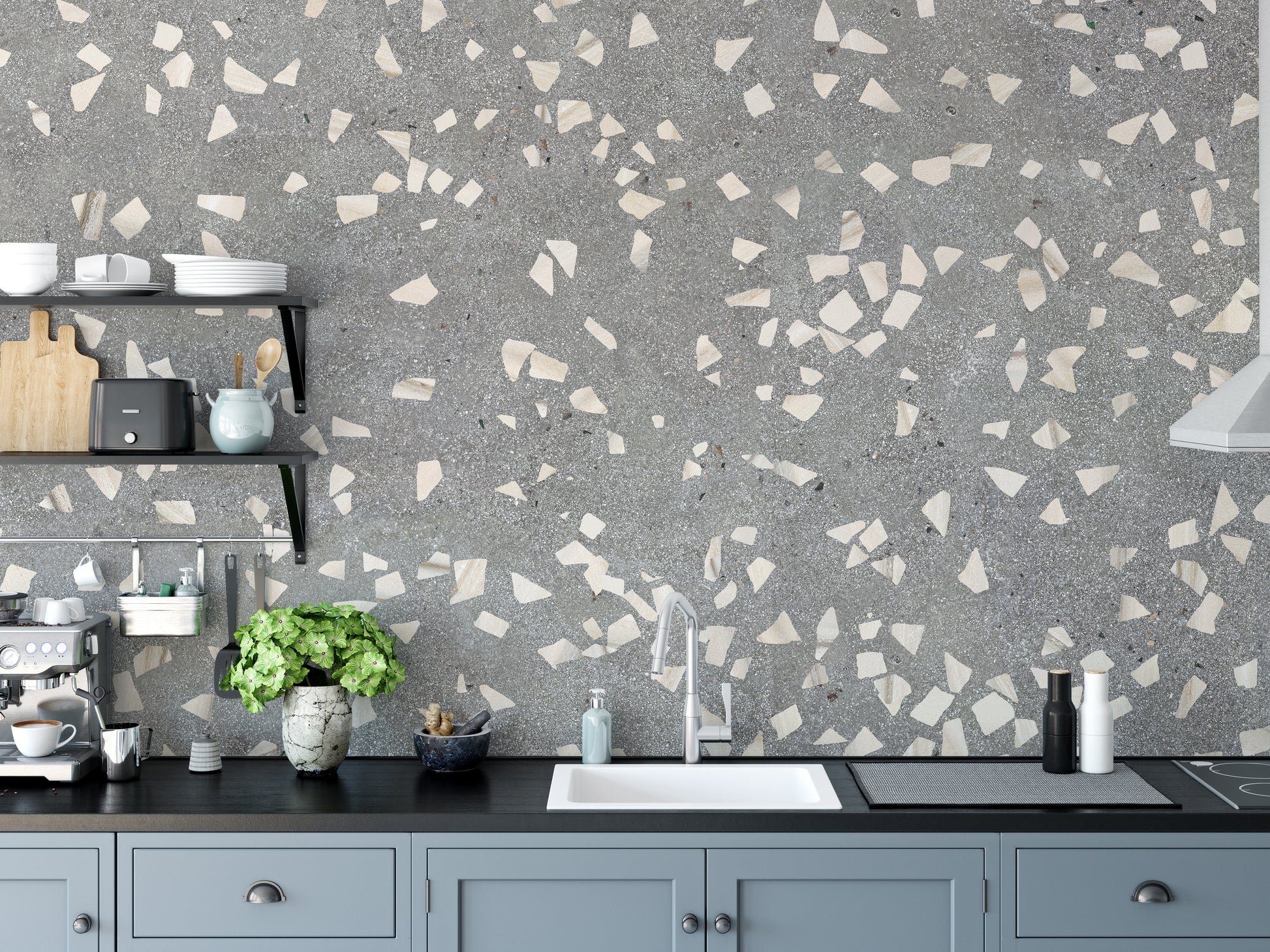 Modern gray terrazzo wallpaper elegance
