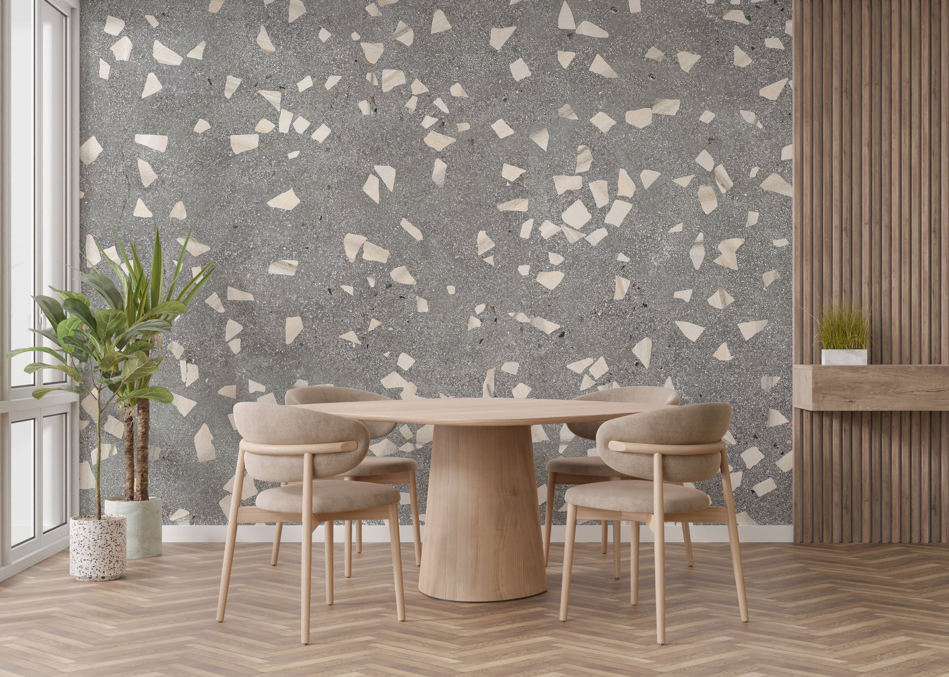 Chic gray terrazzo tile wallpaper design