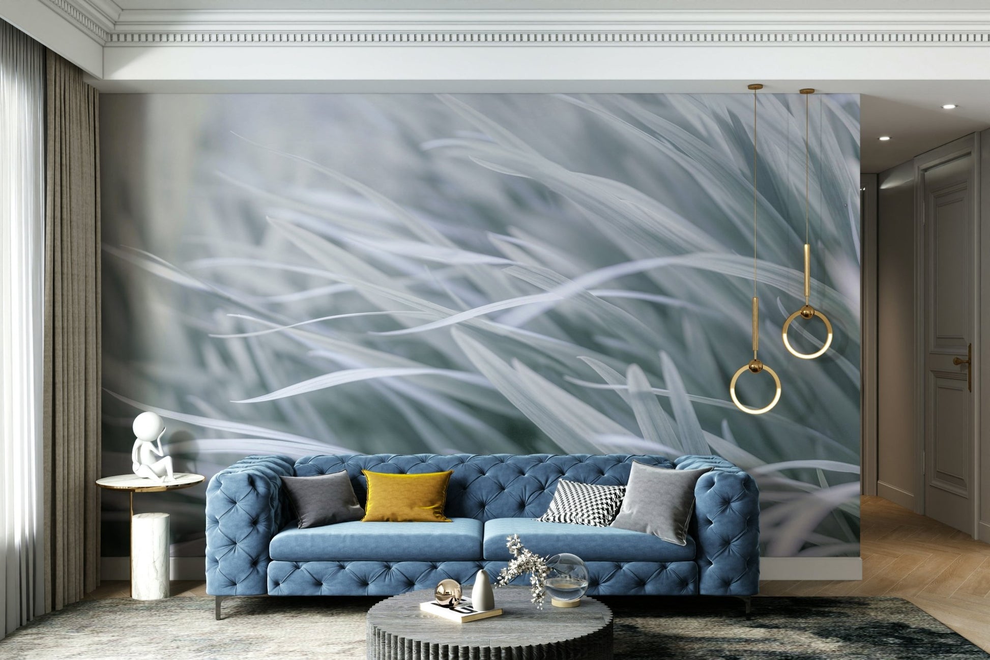 a painting of tall gray grass

