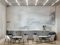 A contemplative modern art wallpaper mural for a feature wall.

