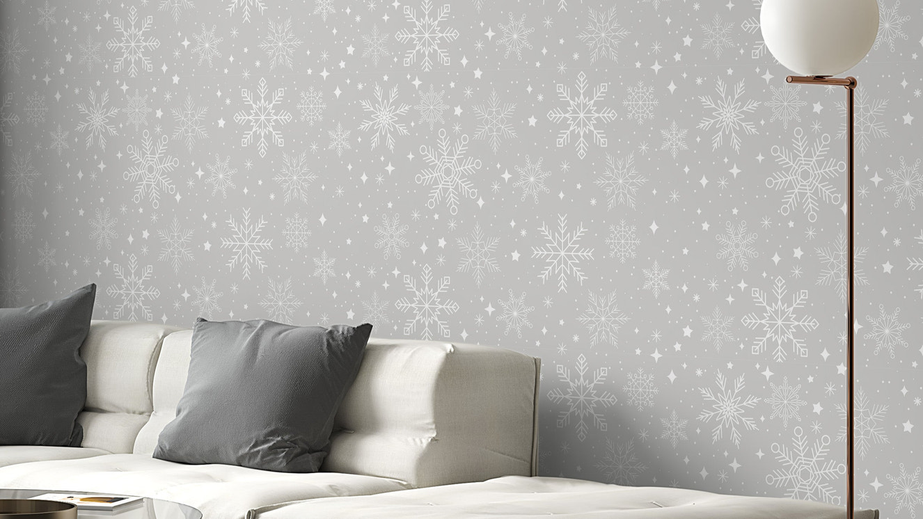 Gray snowflake wallpaper with winter charm
