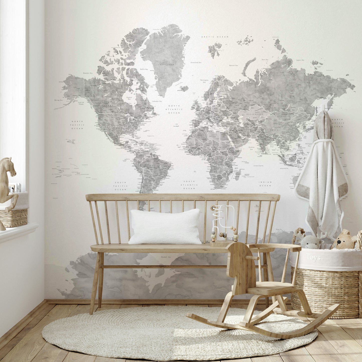Gray Watercolor World Map Wallpaper