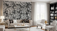 Calm plant aesthetic in this Grayscale Succulent Array Wall Mural design.