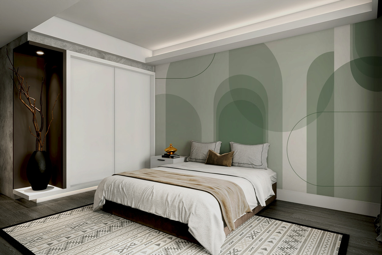 Curved arch pattern wall mural design

