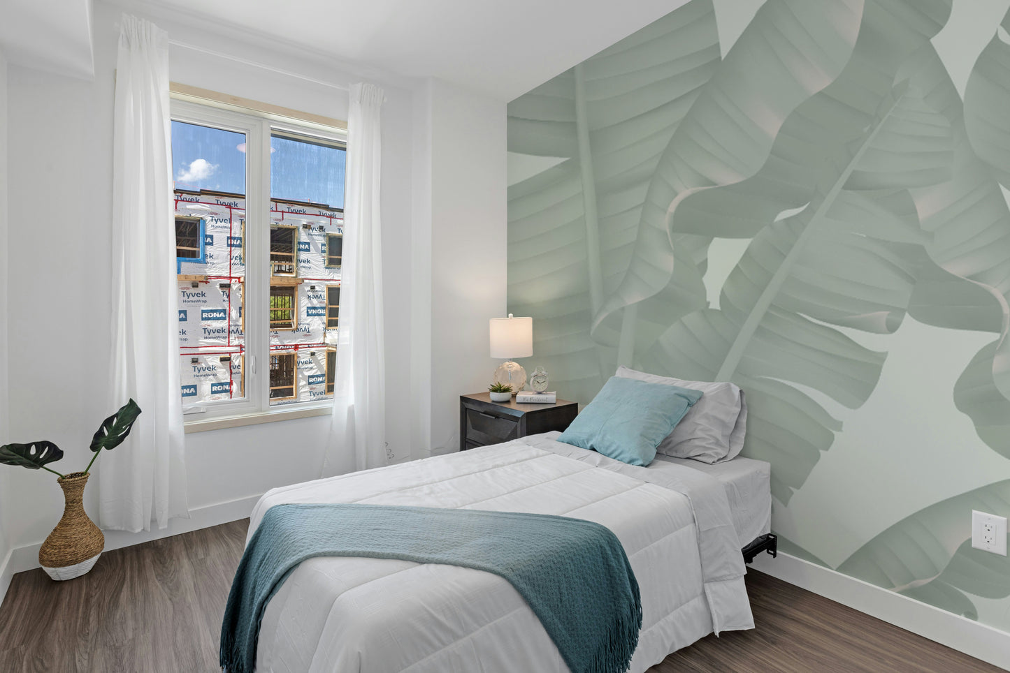 Modern banana leaves mural for home décor
