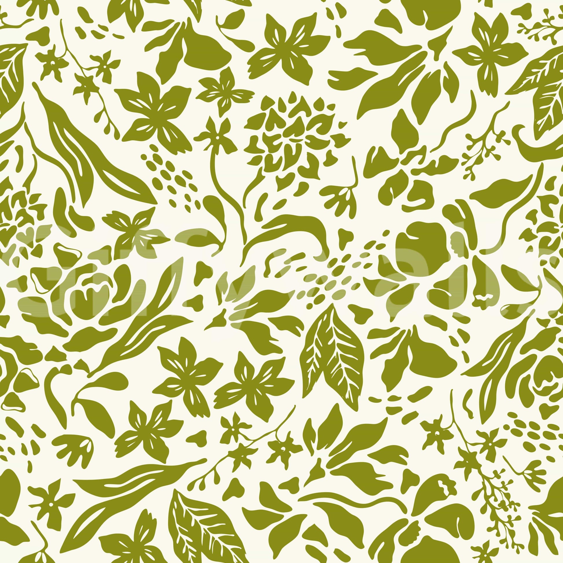 A seamless pattern wallpaper of bold flowers on a wall

