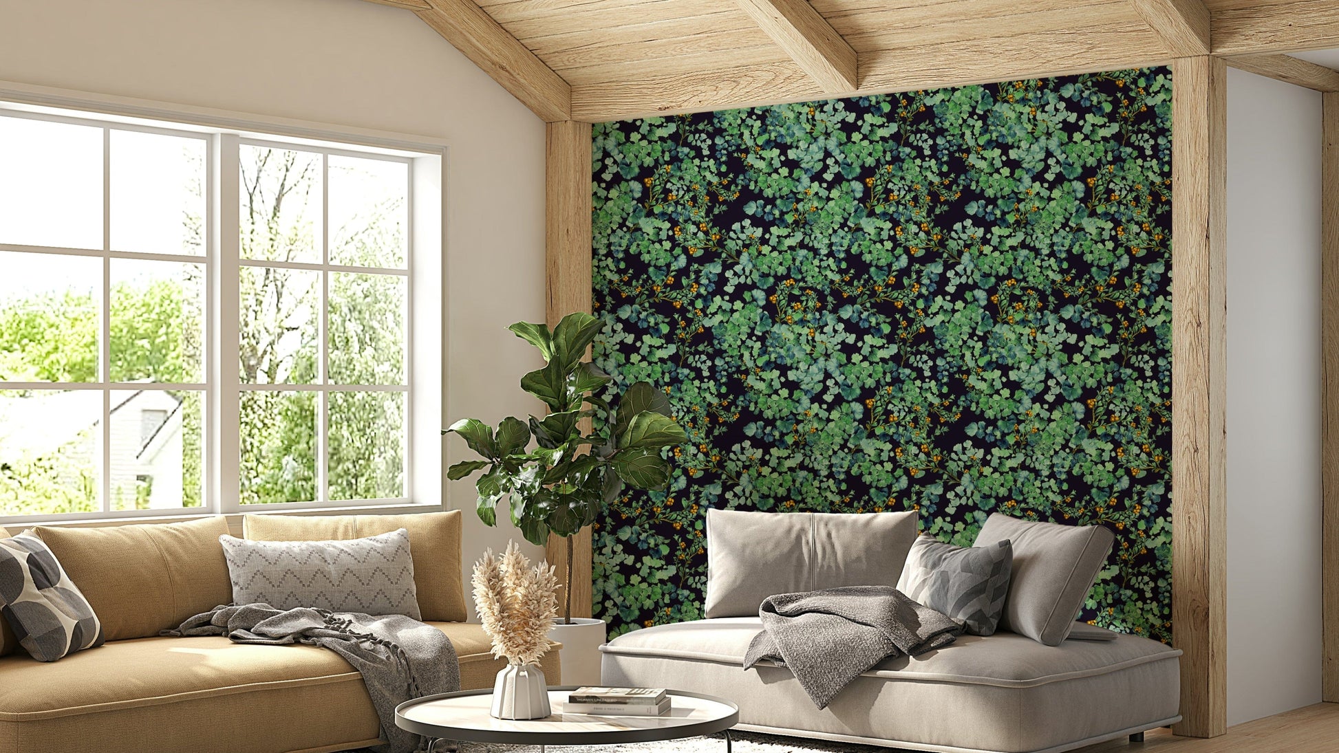 Wallpaper with a unique, natural botanical design

