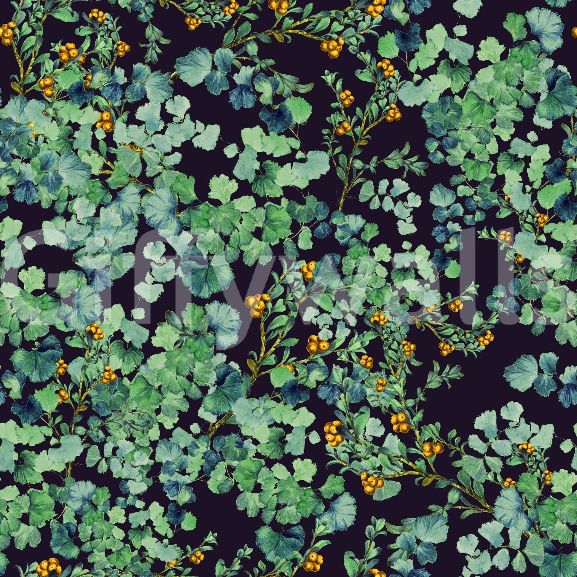 A seamless pattern of leaves on a wall

