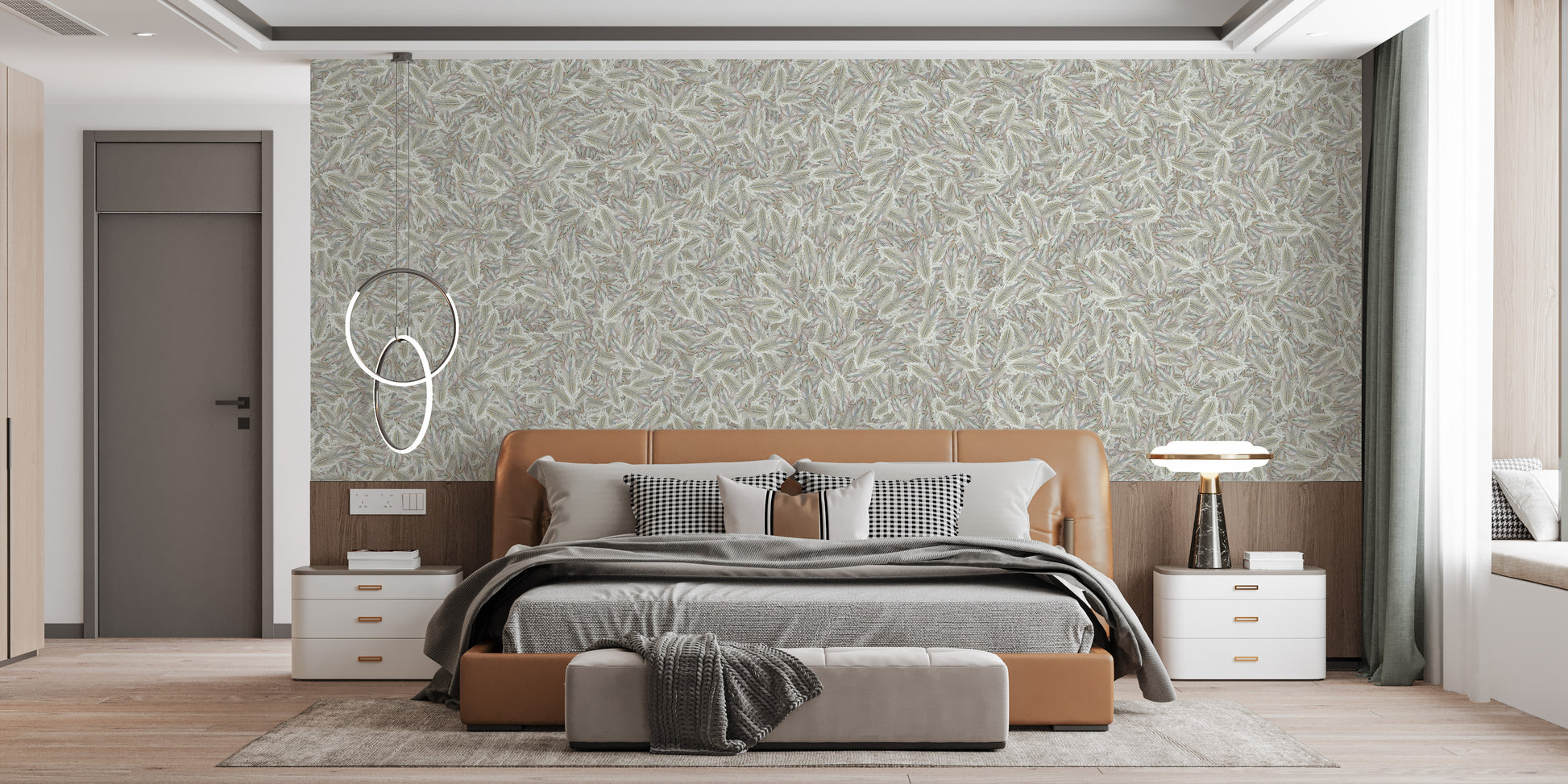 Nature-inspired feather wallpaper murals
