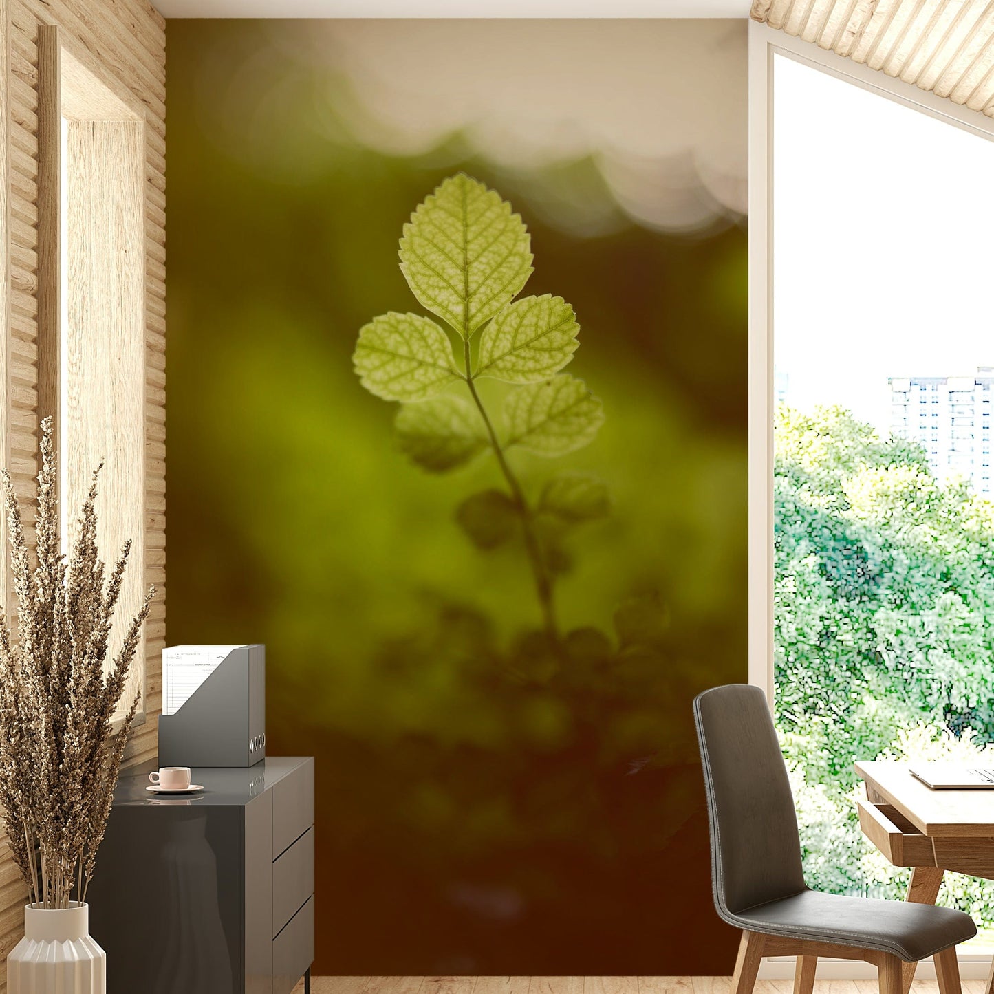 A high-quality serene foliage wall mural for walls.

