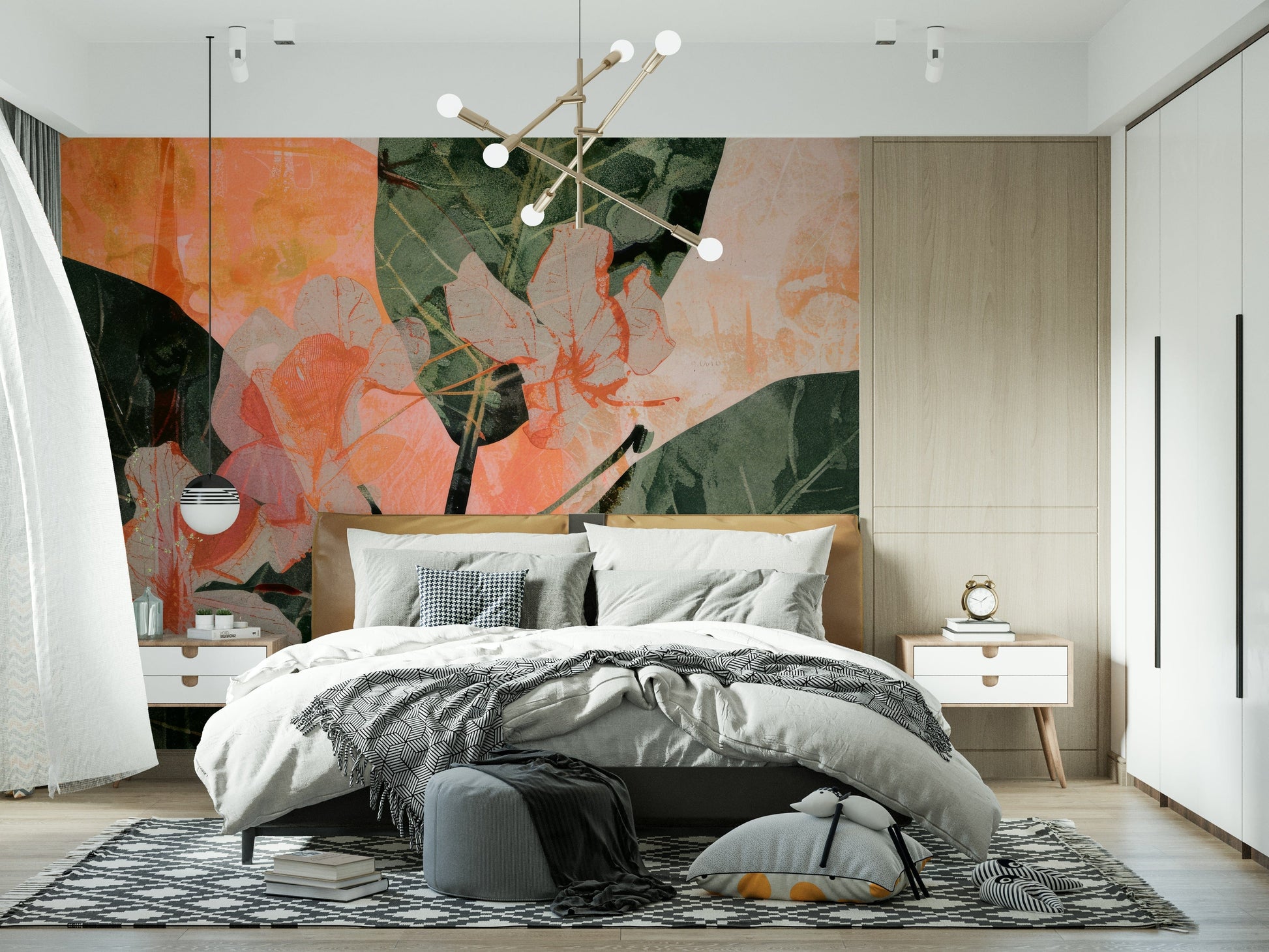 An artistic nature inspired mural for home decor.

