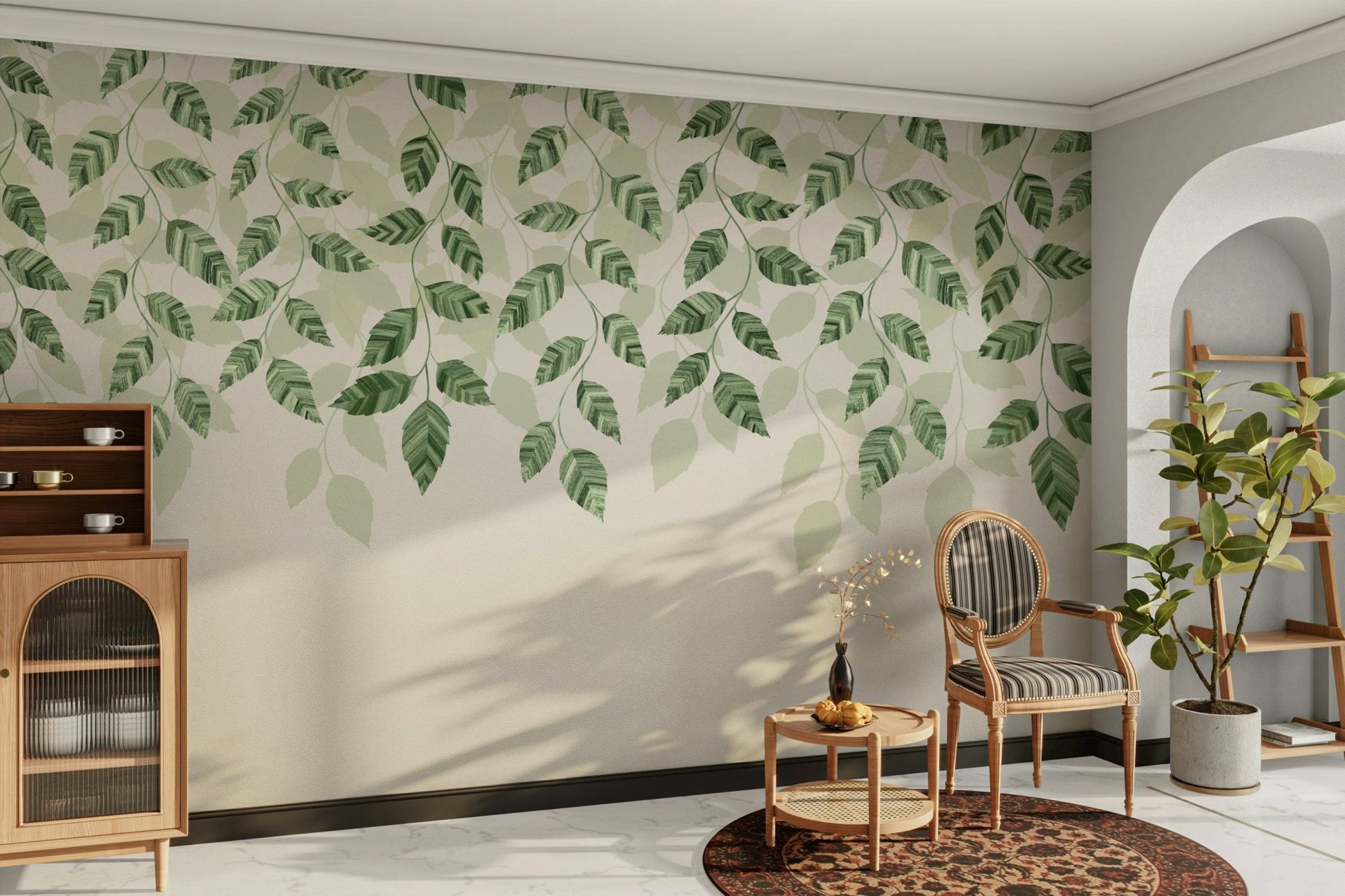 pothos on wall Green Pothos Leaf Wallpaper Mural