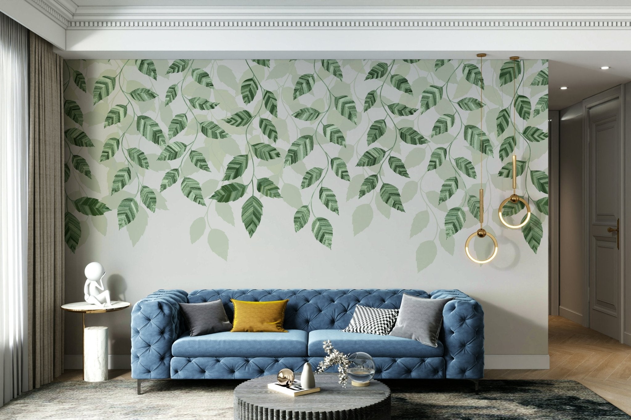 wall of pothos Green Pothos Leaf Wallpaper Mural