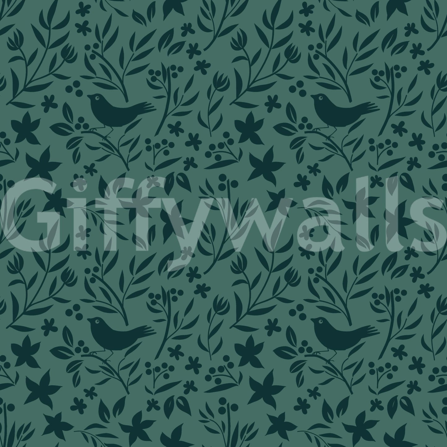 Charming Green Scandinavian design with decorative bird details.