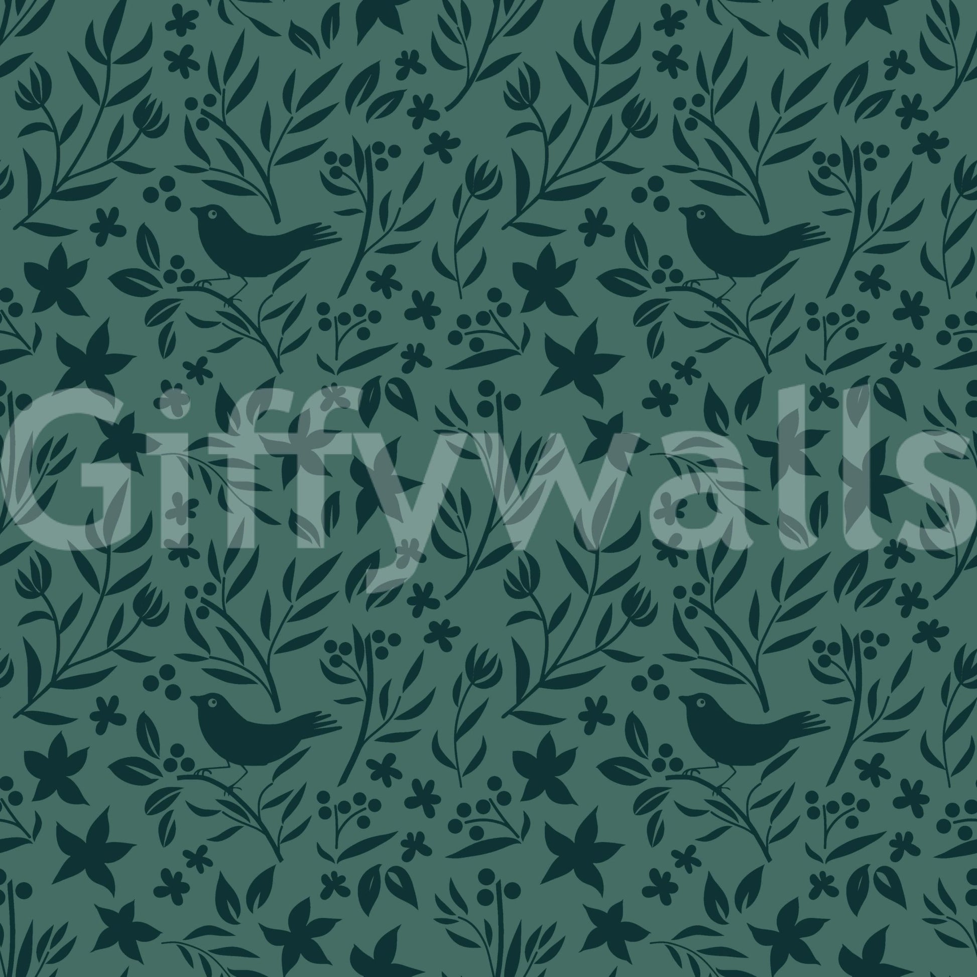 Charming Green Scandinavian design with decorative bird details.