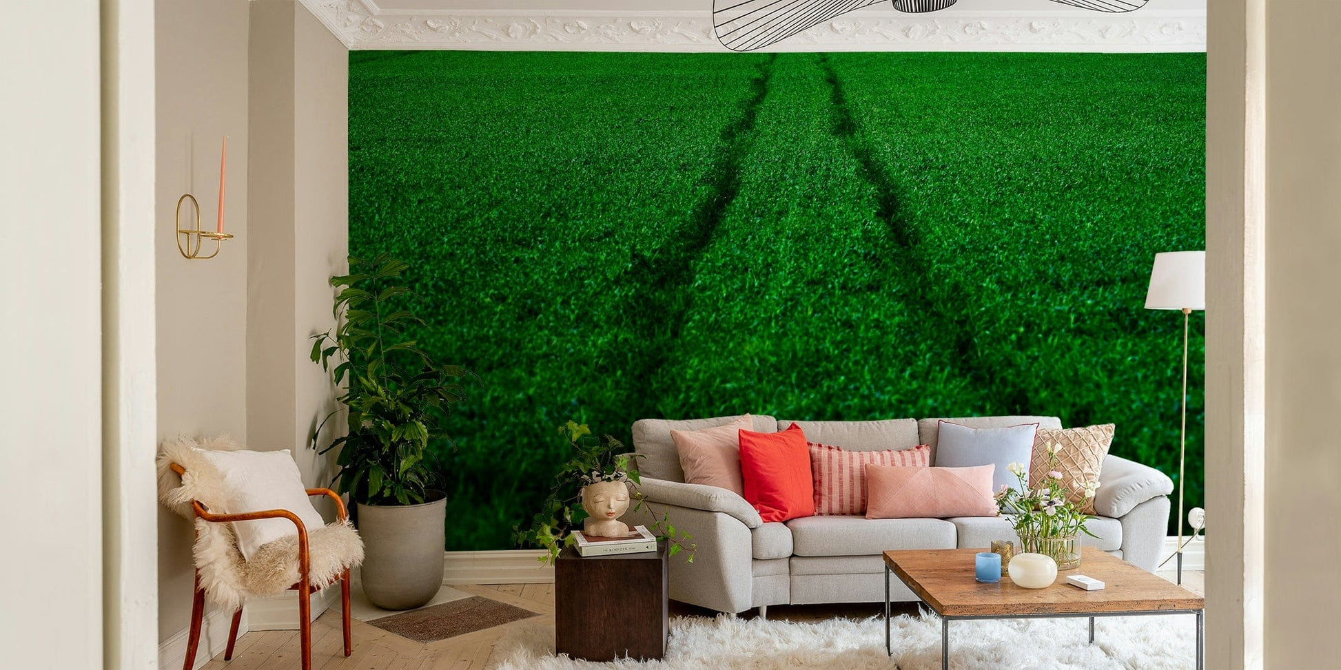 A contemplative athletic field wallpaper mural for a feature wall.

