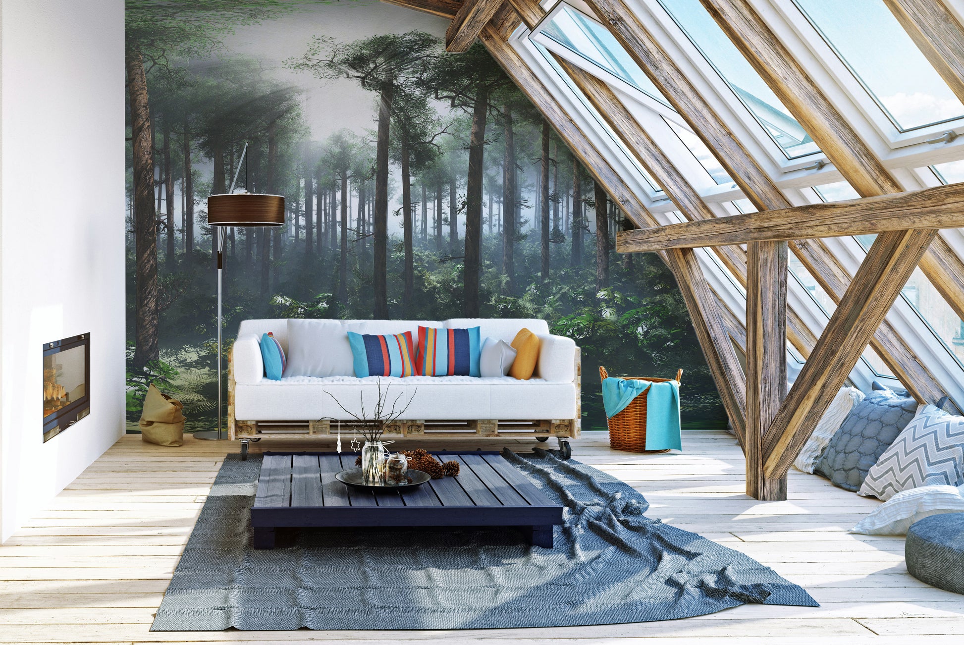 Green Tropical Foggy Forest Wallpaper Murals - Giffywalls