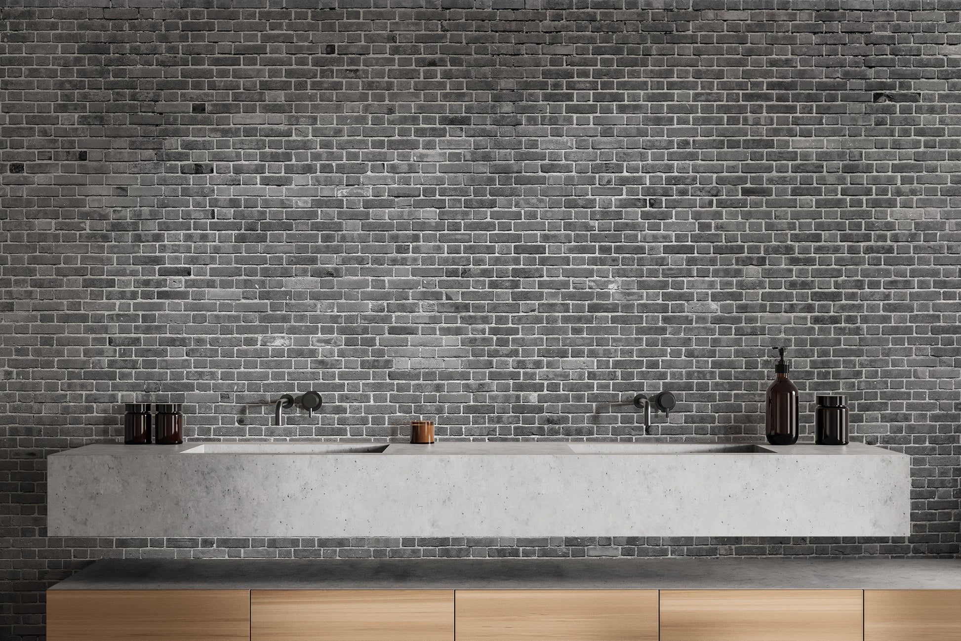 Charming grey brick wall mural wallpaper