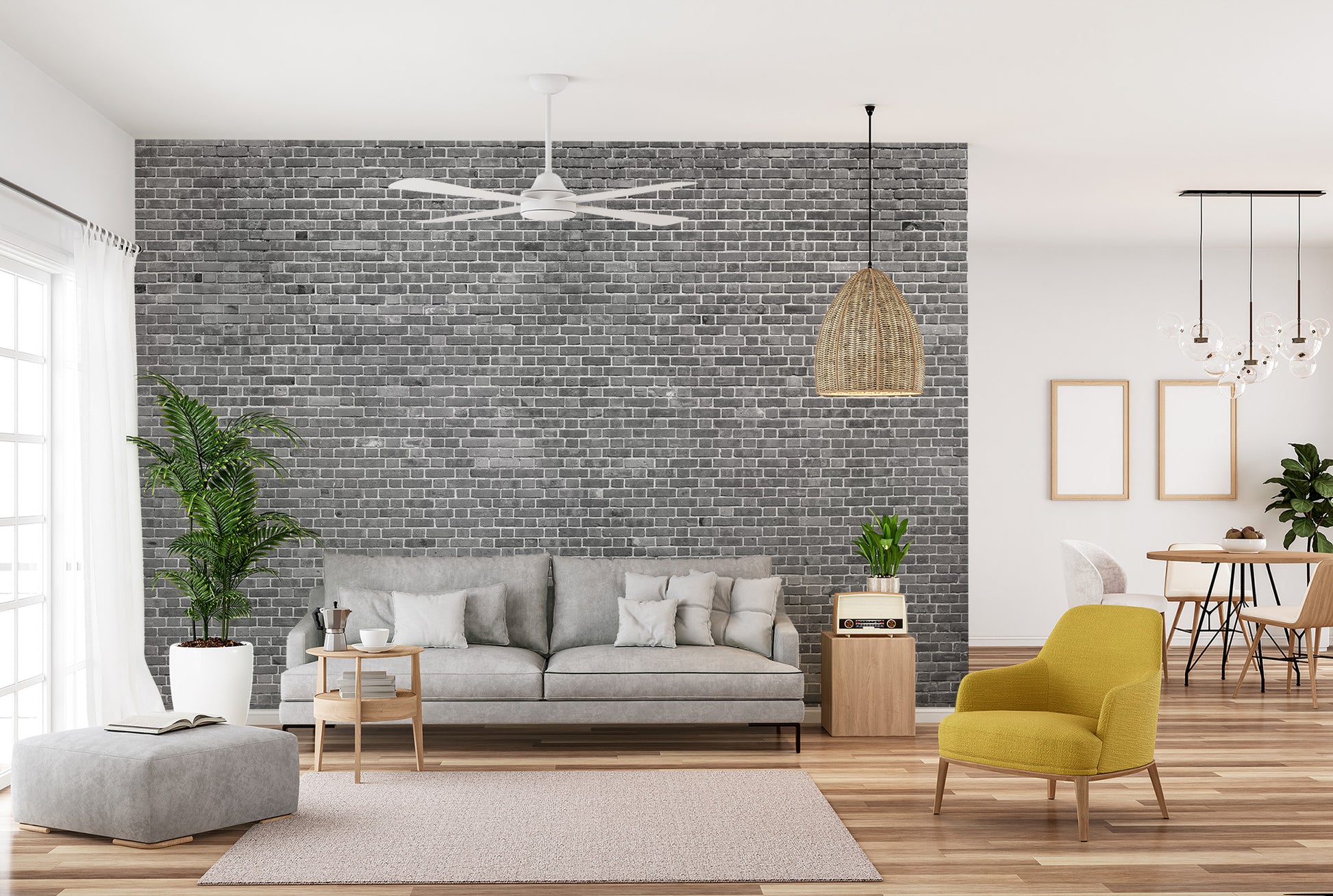 Grey Brick Wallpaper Mural - Giffywalls