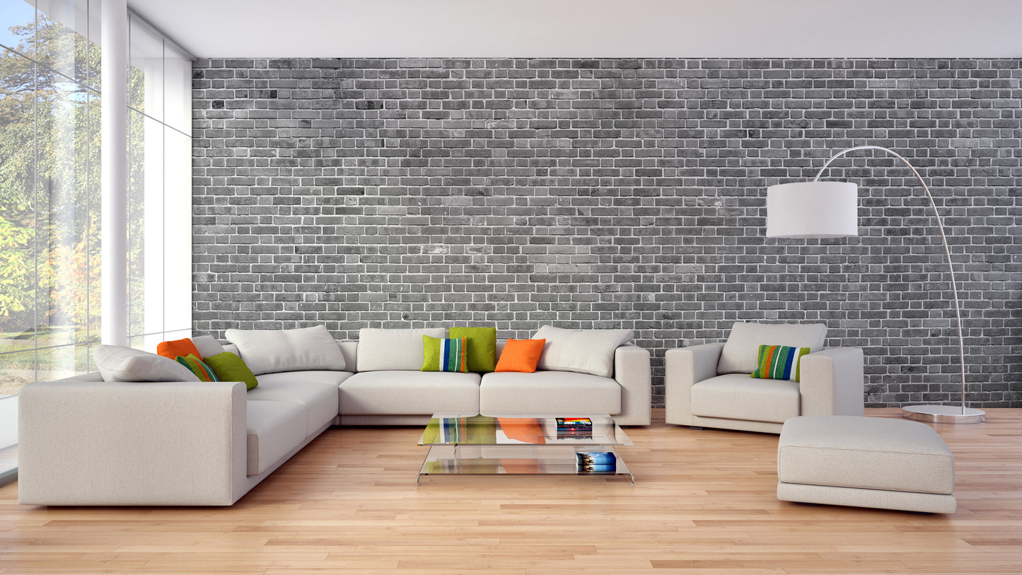 Peel and stick grey brick wallpaper for walls