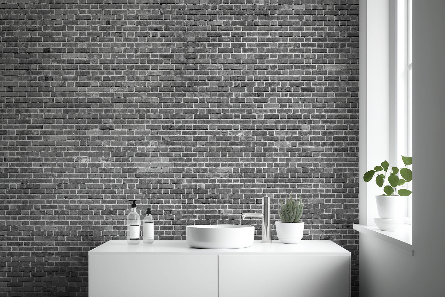 Grey brick wallpaper mural design
