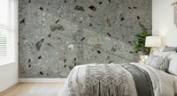 Distinctive speckled pattern mural, Grey-Beige stone aggregate wallpaper.