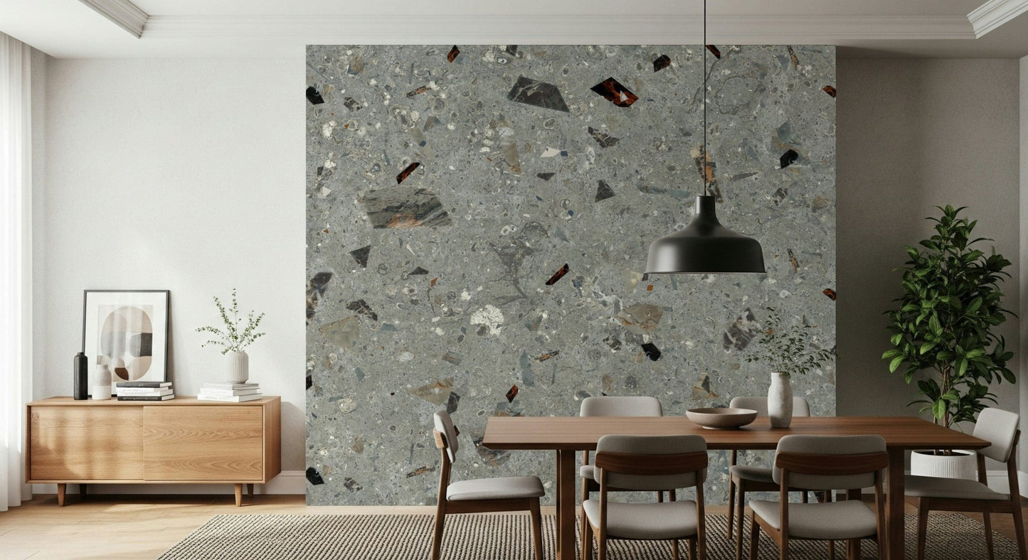 Modern wall mural of composite stone, perfect Grey Granite imitation.