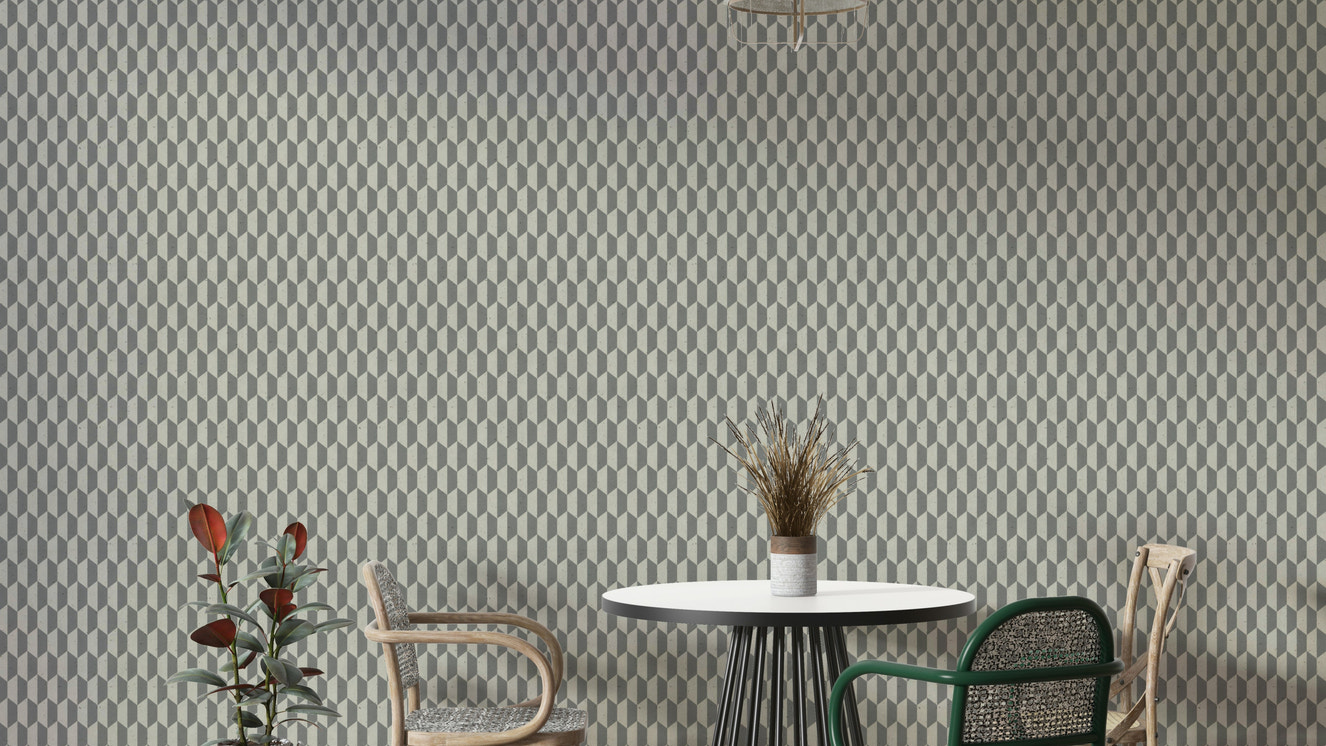 Grey hexagon illusion wallpaper with 3D effect


