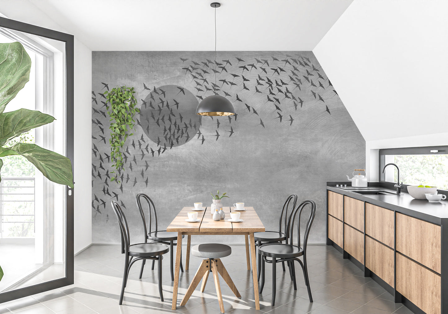 Gothic Flock Gray Halloween Wall Covering Wallpaper - Giffywalls