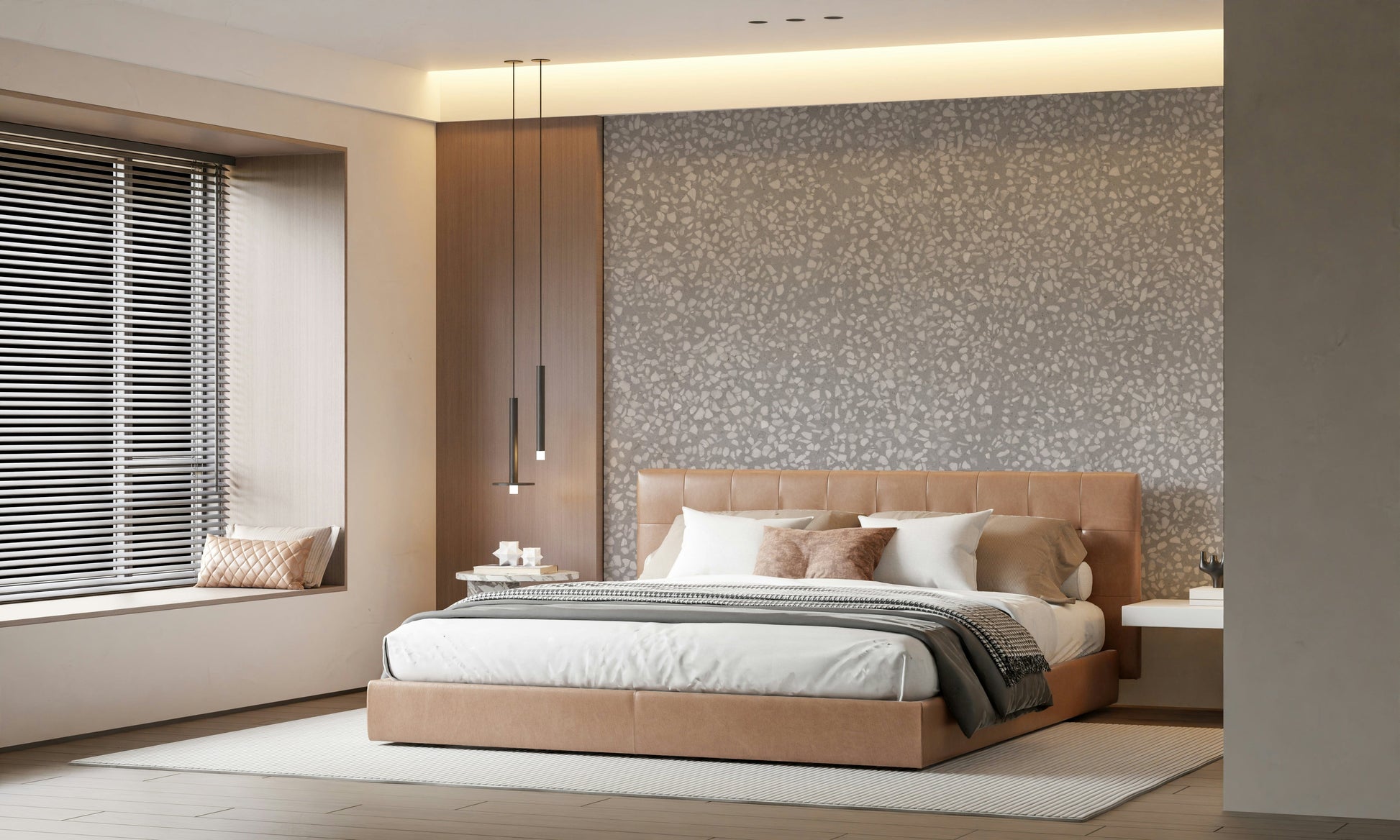 Fine grain Stone Textures wall mural versatile light grey shade.